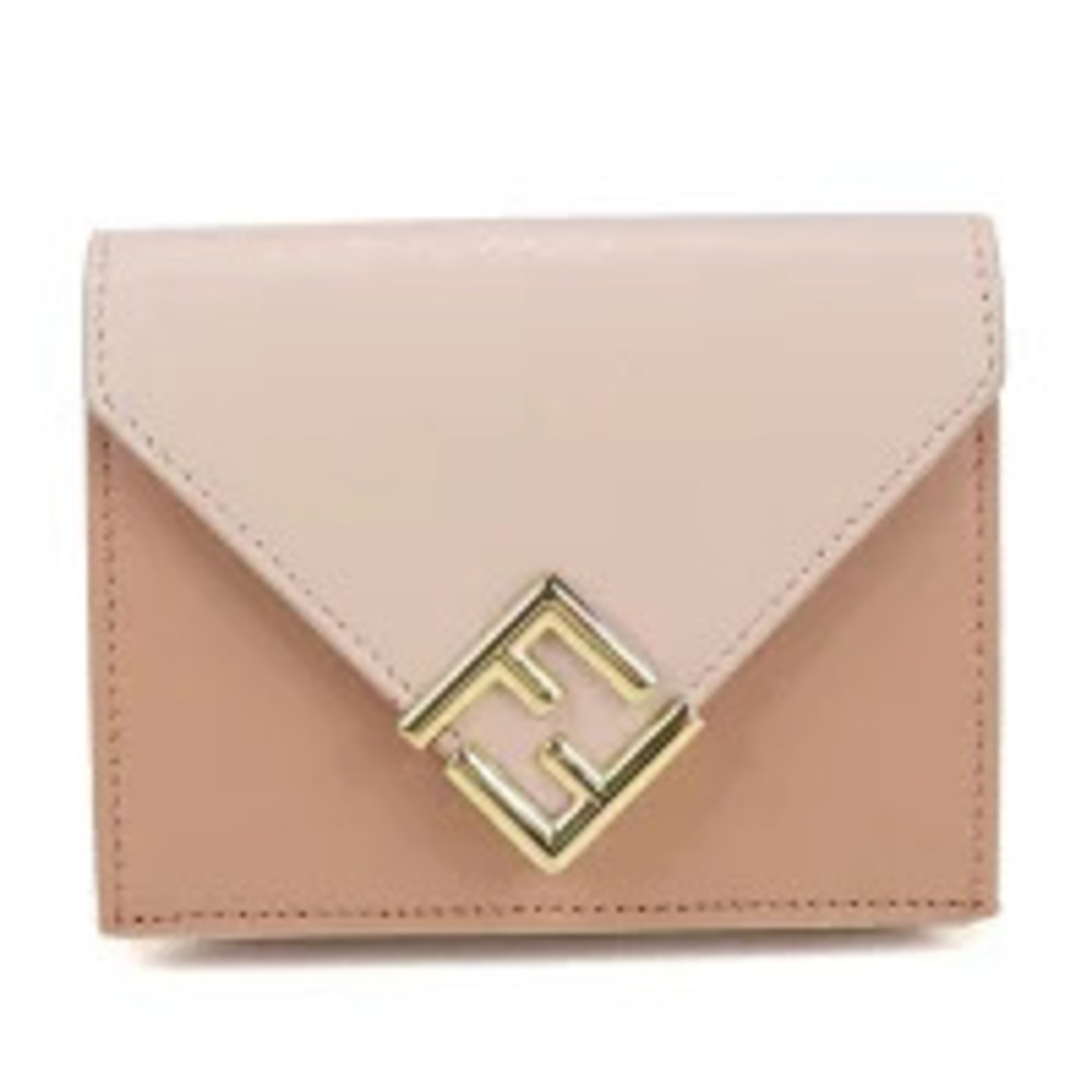 Fendi Tri fold Wallet Compact Leather Pink